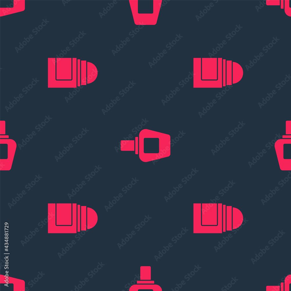 Set Antiperspirant deodorant roll and Perfume on seamless pattern. Vector