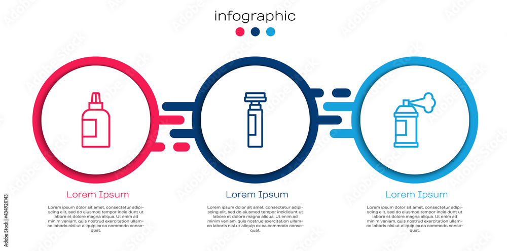 Set line Paint, gouache, jar, dye, Marker pen and spray can. Business infographic template. Vector