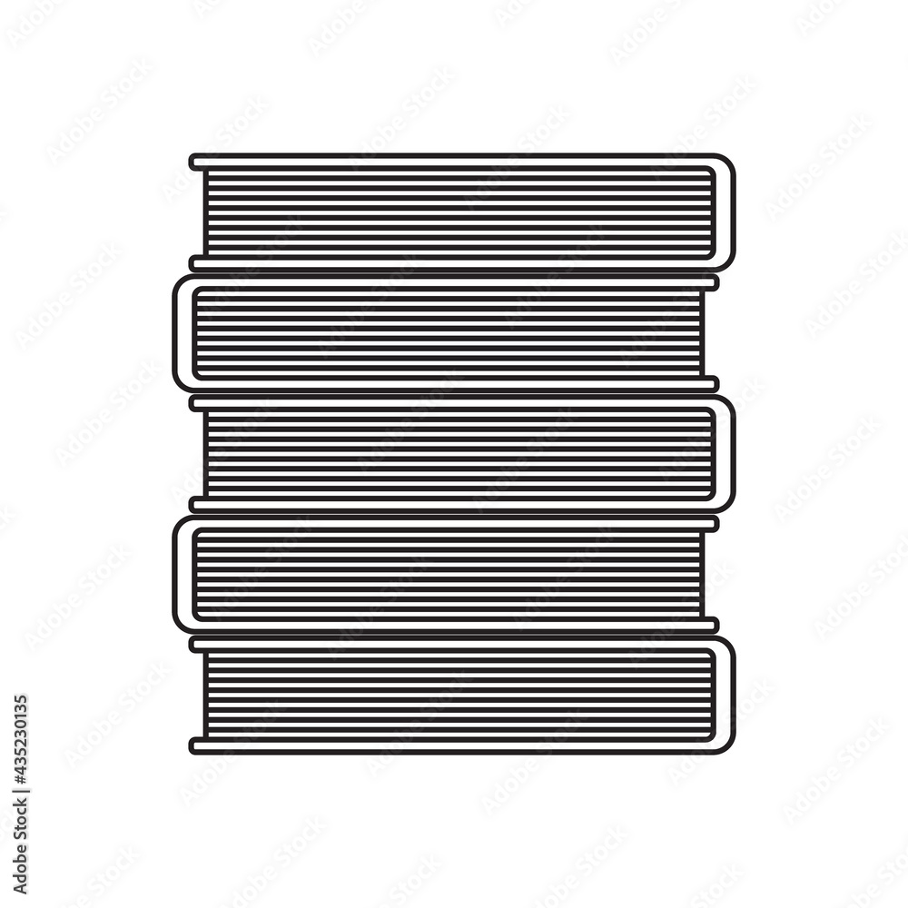 堆叠书籍的黑白图标。矢量插图