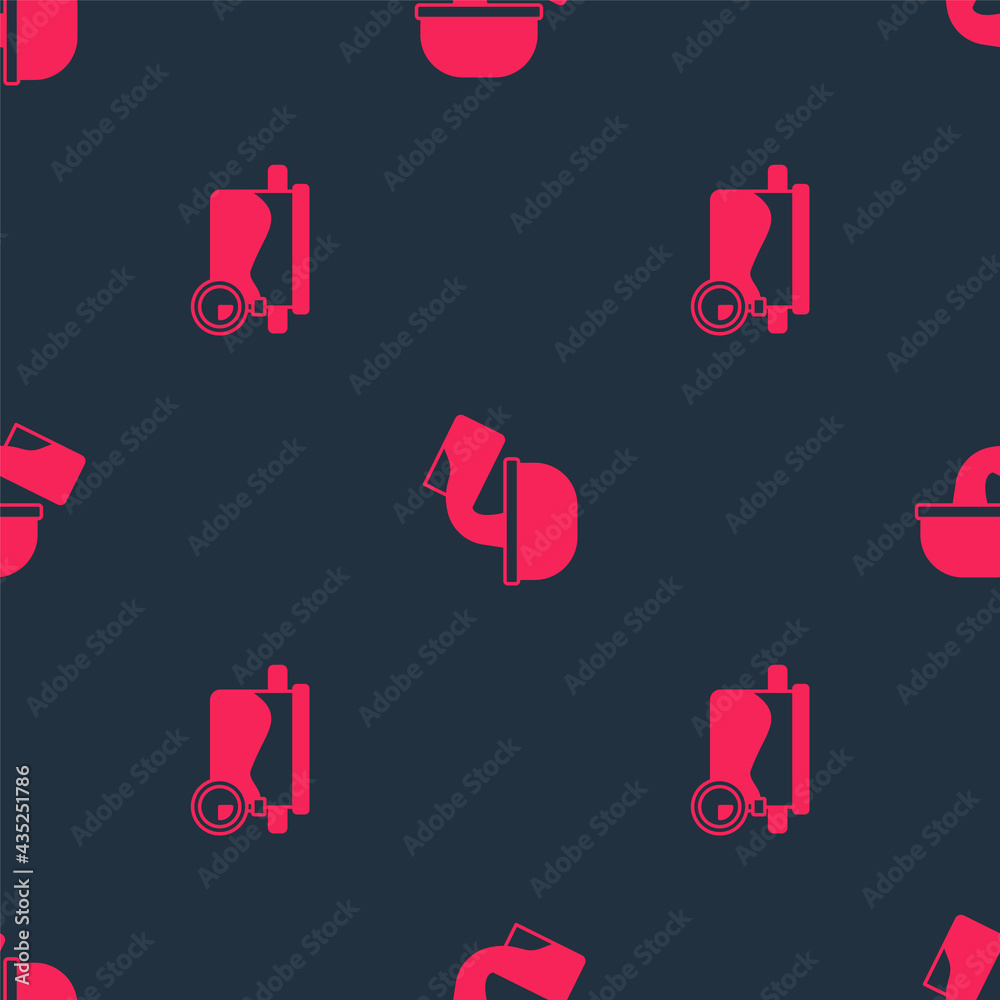 Set Cooking pot and Saucepan on seamless pattern. Vector