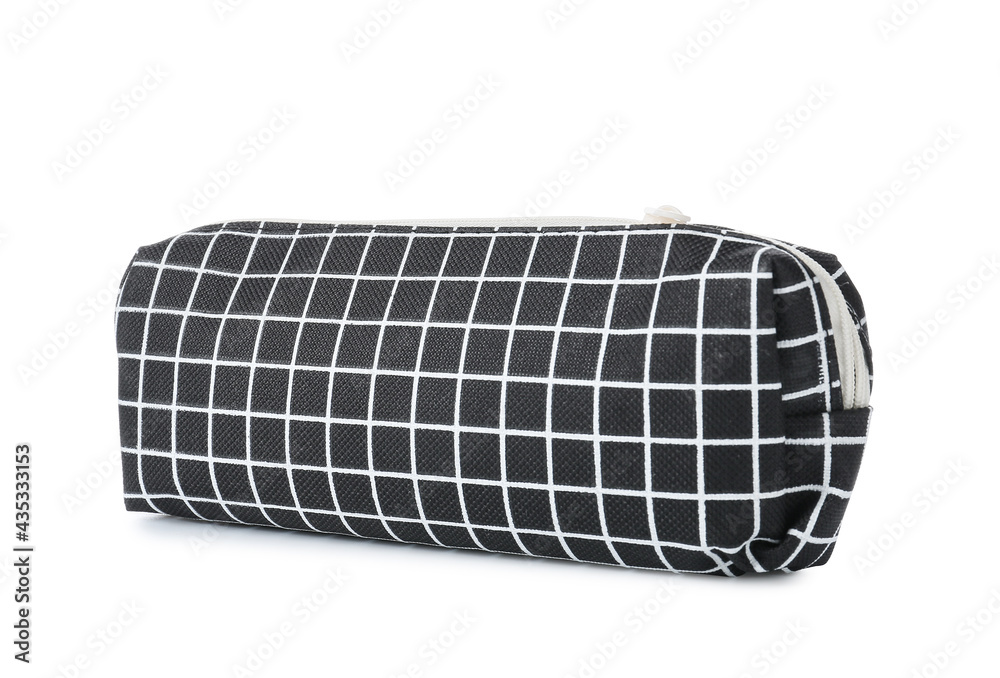 Pencil case on white background