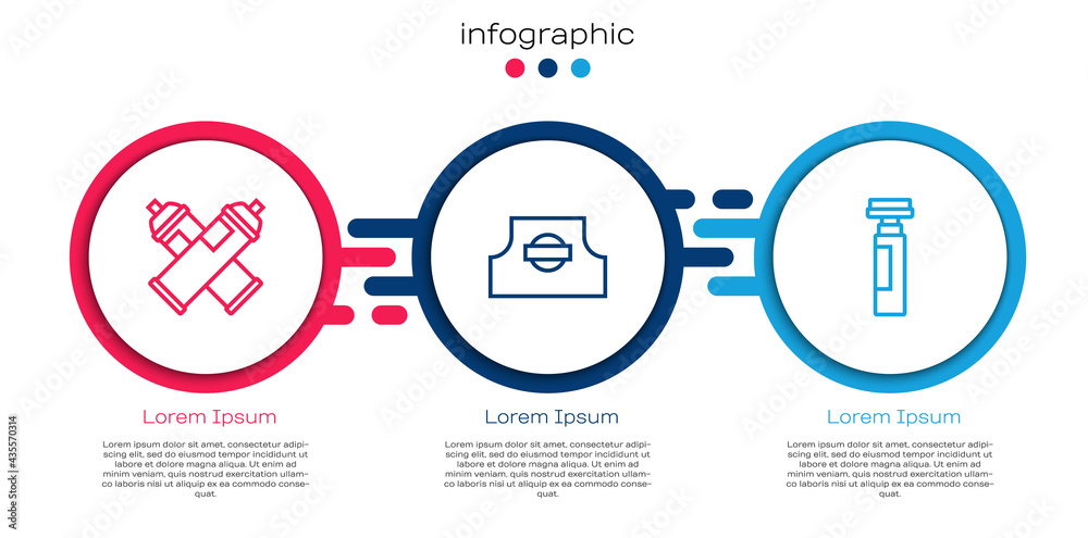 Set line Paint spray can, Spray nozzle cap and Marker pen. Business infographic template. Vector