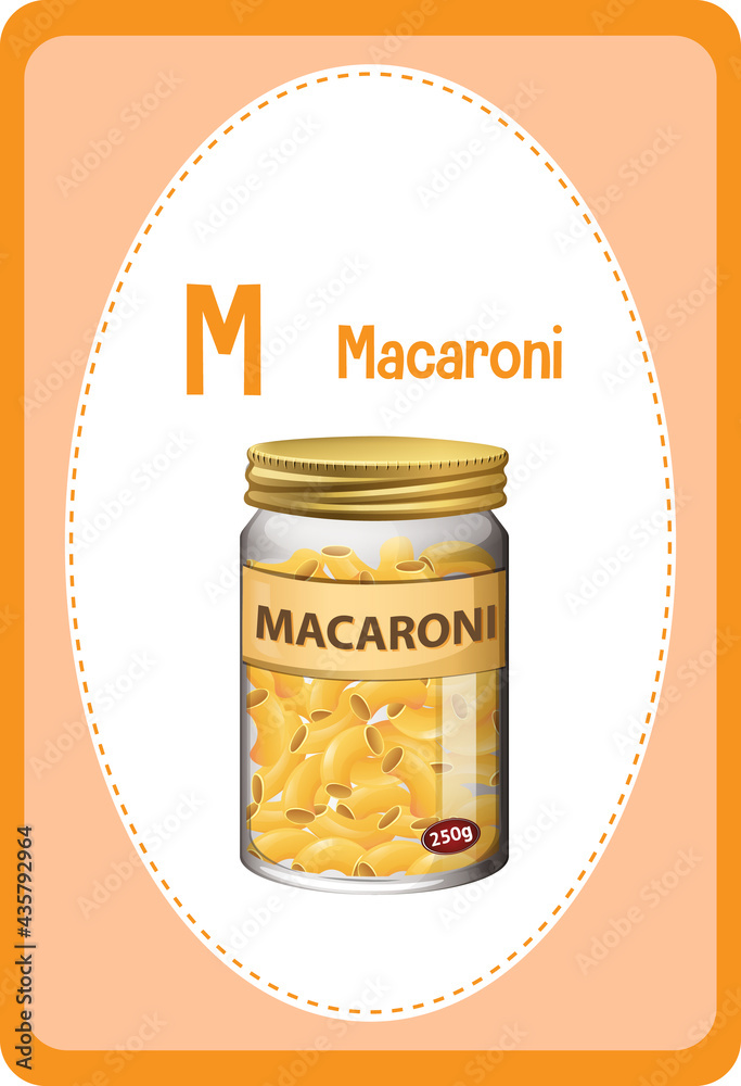 Macaroni字母M的字母抽认卡