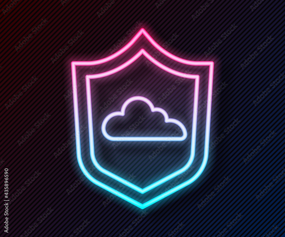 Glowing neon line Weather forecast icon isolated on black background. Vector