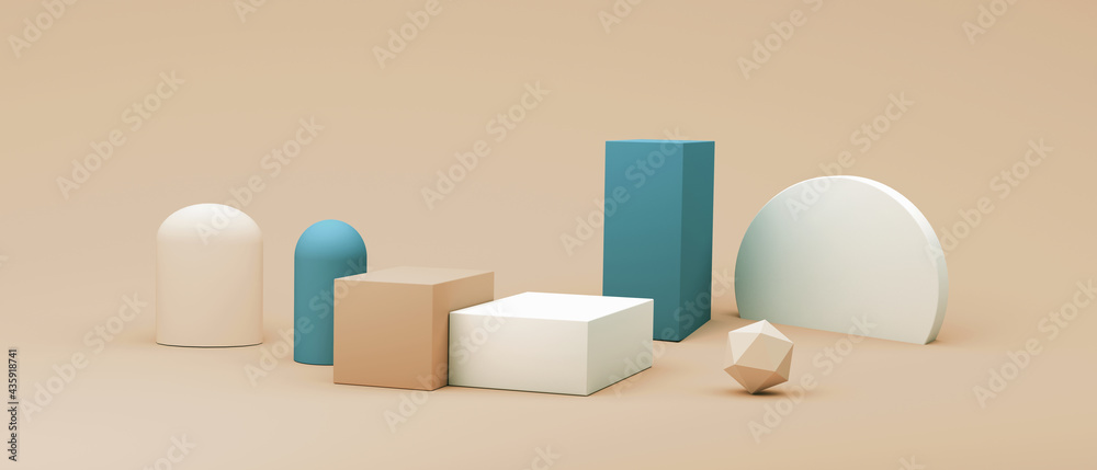 Abstract 3D render of cylinder podiums