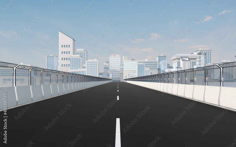 Urban road and digital city model, 3d rendering.