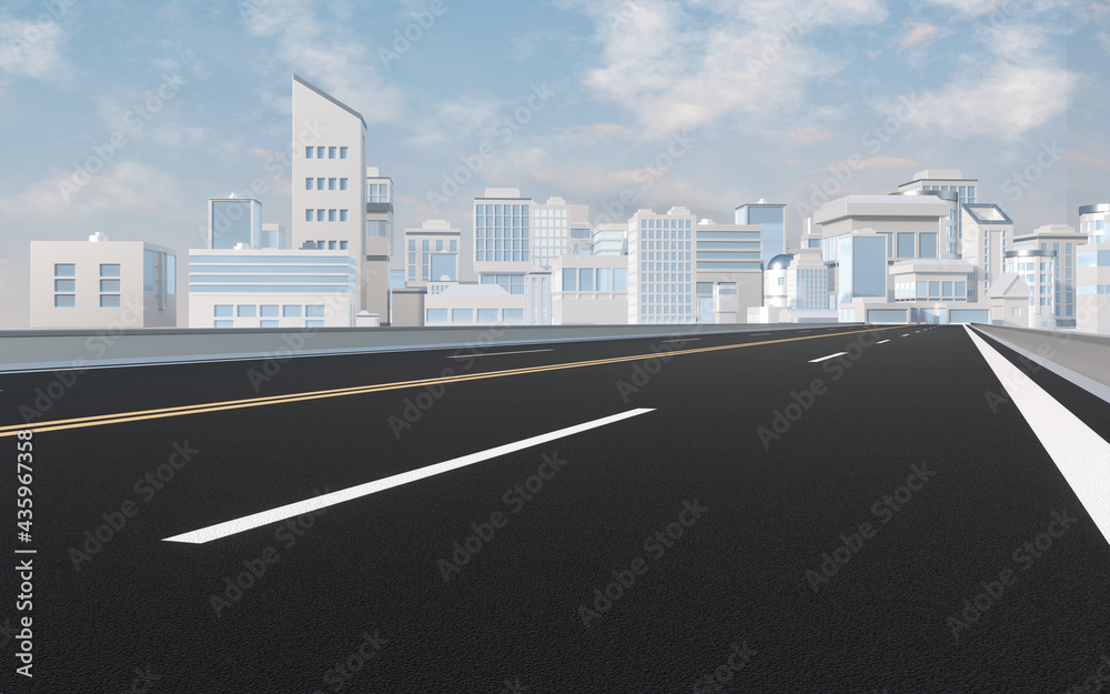 Urban road and digital city model, 3d rendering.