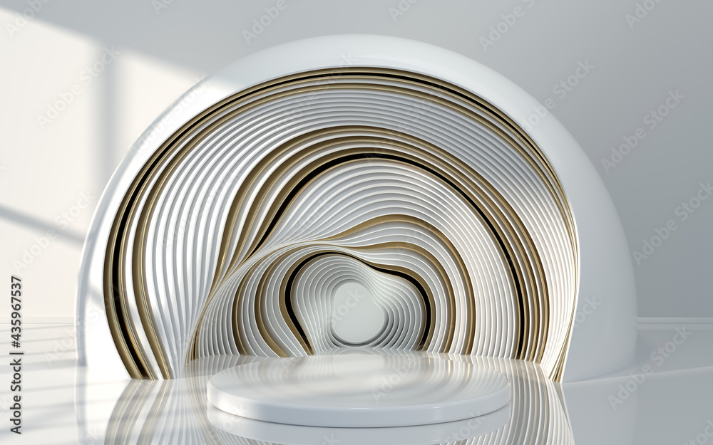 Abstract geometry with white room, 3d rendering.