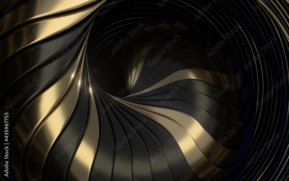 Abstract geometry with black background, 3d rendering.