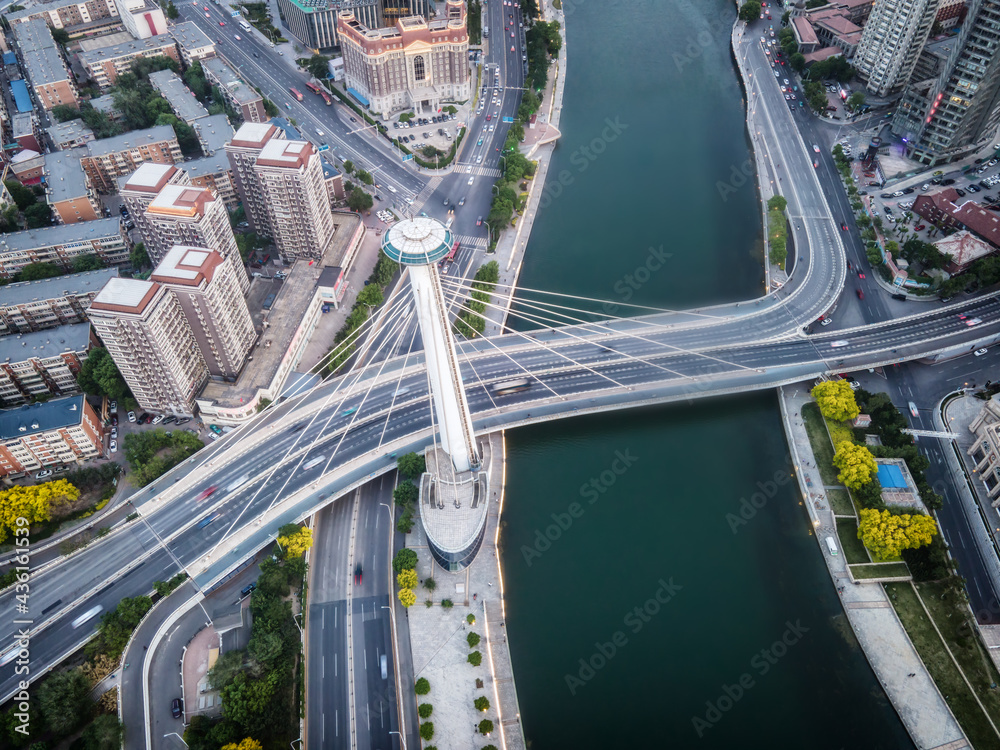 天津金融中心建筑景观天际线航拍图