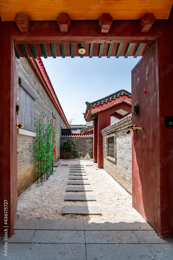 Street View of siheyuan Hutong in old Beijing