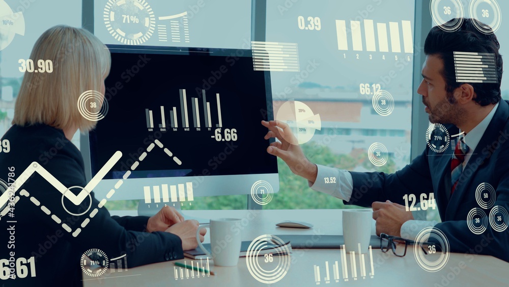 Creative visual of business data analyzing technology . Concept of digital data for marketing analys