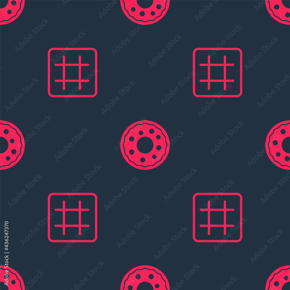 Set Waffle and Donut on seamless pattern. Vector