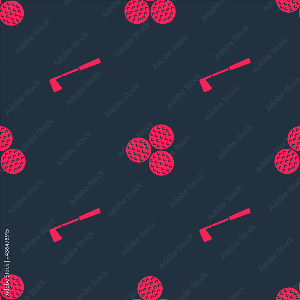 Set Golf club and ball on seamless pattern. Vector