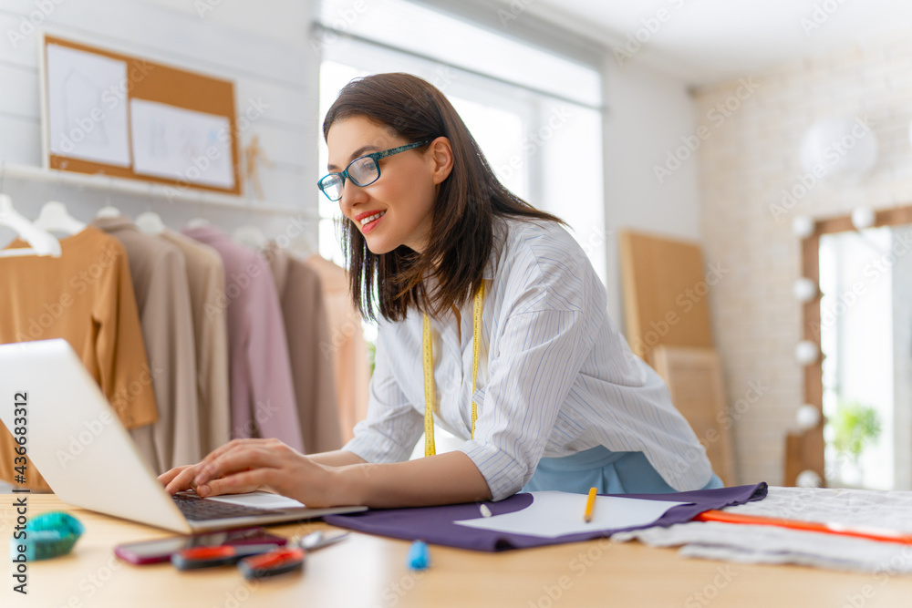 Woman is working at workshop