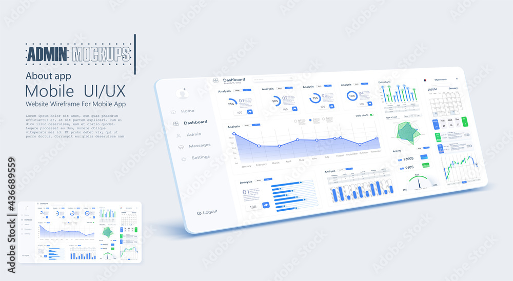 仪表板UI、UX、KIT界面。管理面板统计图表地图、网页数据图表和图表