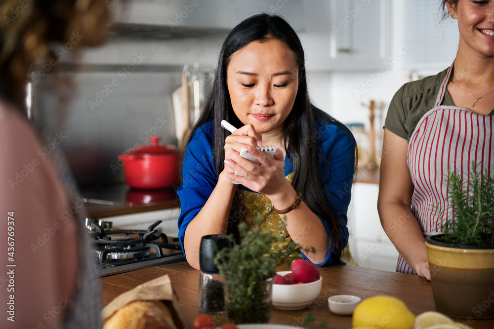 Diverse people joining cooking class