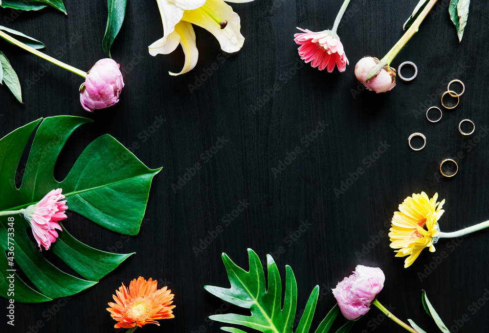 Tropical flowers and leaves design space