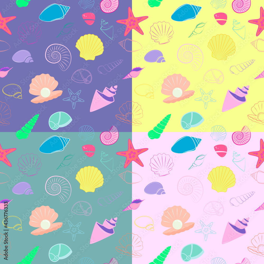 sea shells seamless background pattern