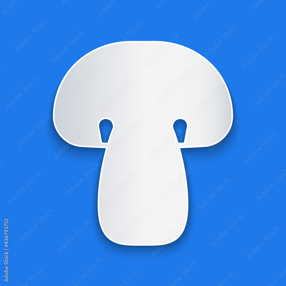 Paper cut Mushroom icon isolated Paper cut background. Paper art style. Vector