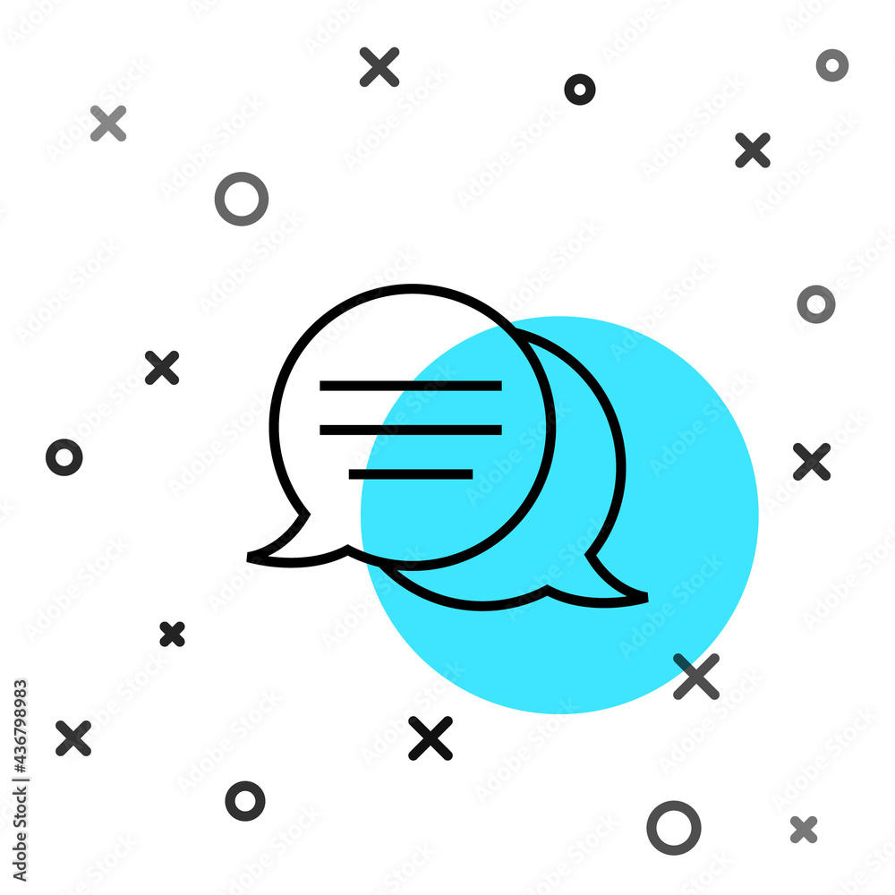 Black line Speech bubble chat icon isolated on white background. Message icon. Communication or comm