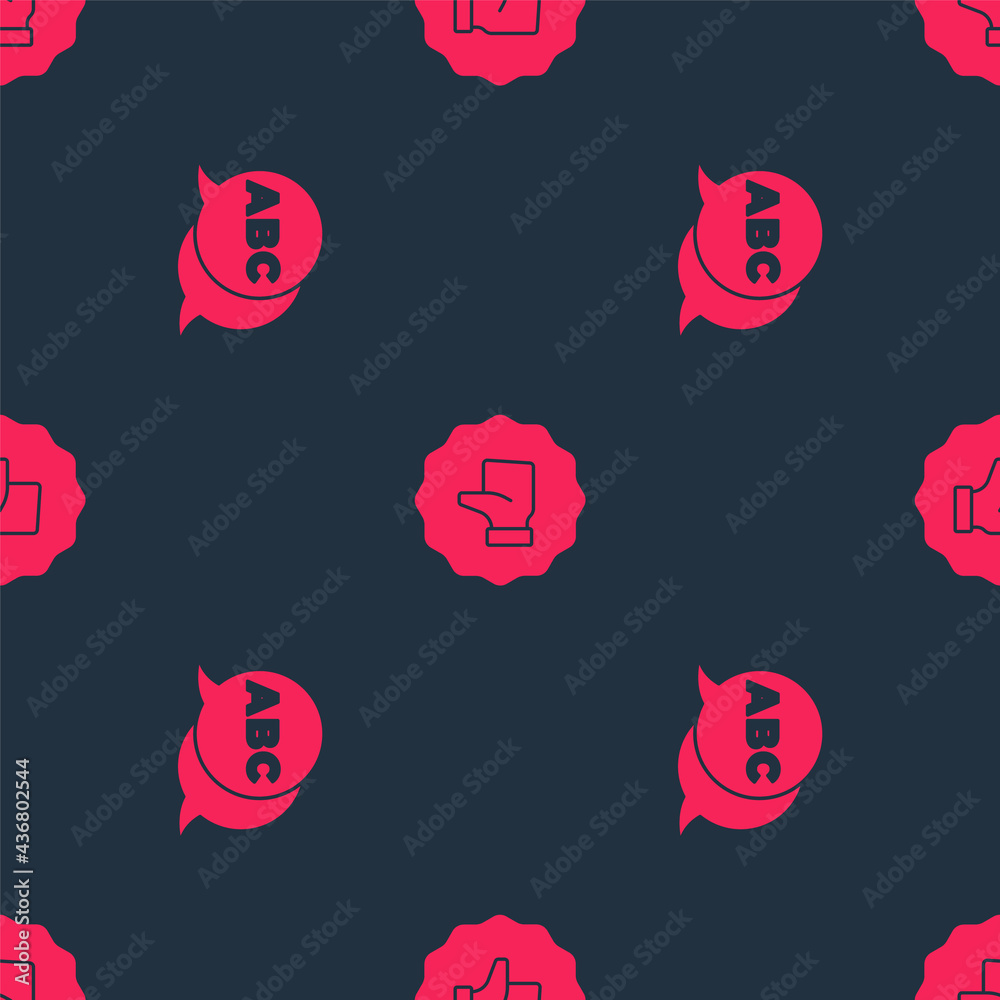 Set Alphabet and Hand thumb up on seamless pattern. Vector