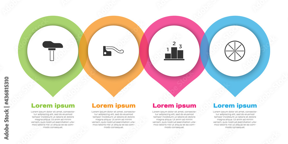 设置自行车座椅、刹车、颁奖台和车轮。商业信息图模板.V