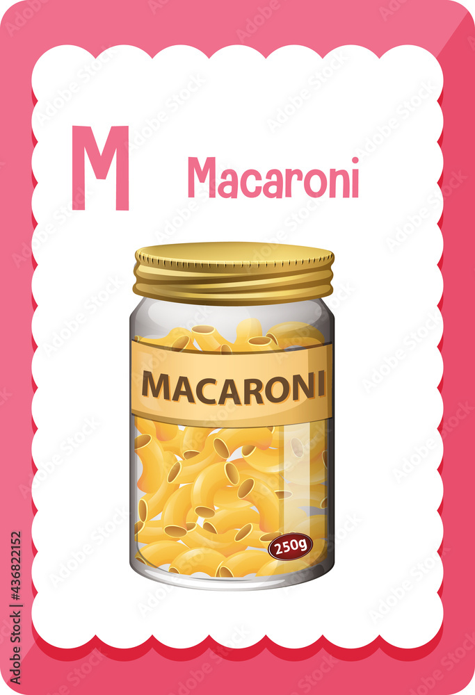 Macaroni字母M的字母抽认卡