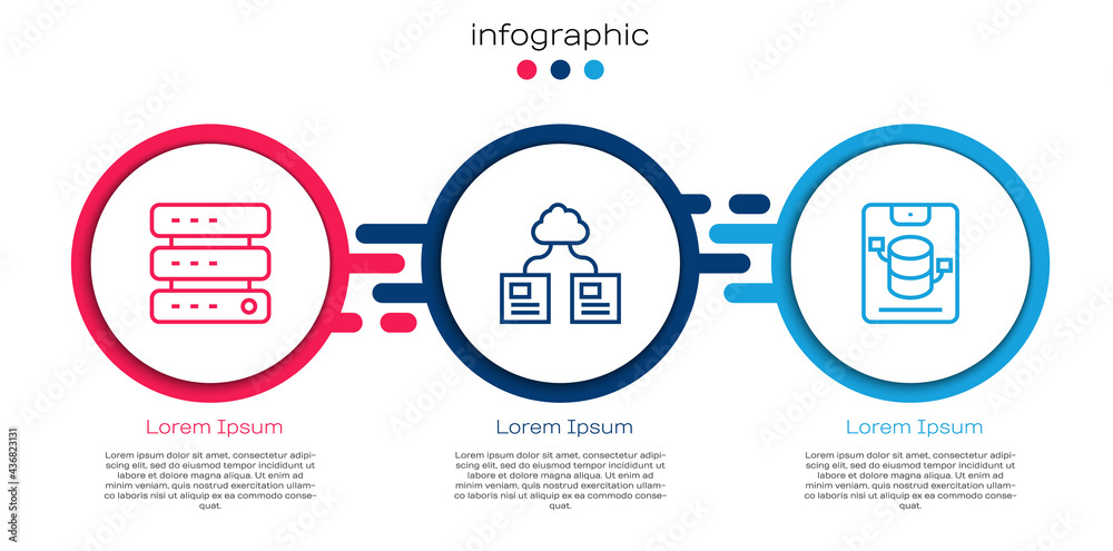 Set line Server, Data, Web Hosting, Cloud technology data transfer and . Business infographic templa