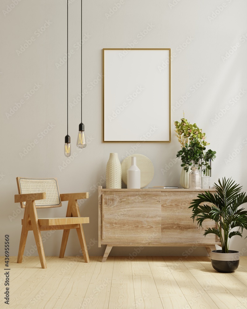 Mockup frame in living room interior,Scandinavian style.