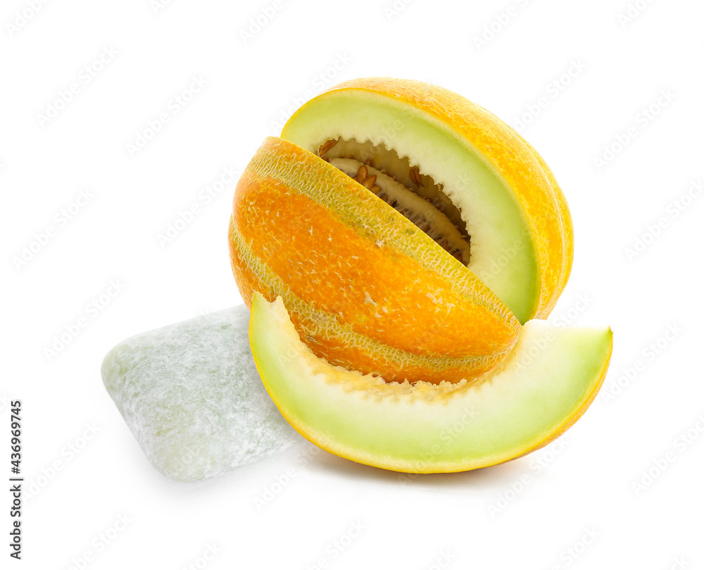 Sweet ripe melon on white background