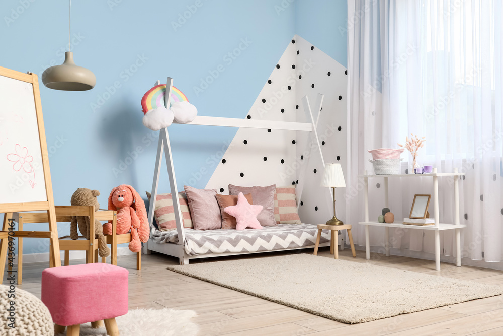 Interior of stylish childrens room