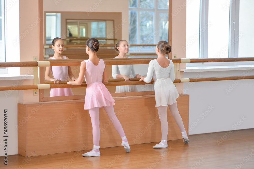 Little ballerinas training in dance studio