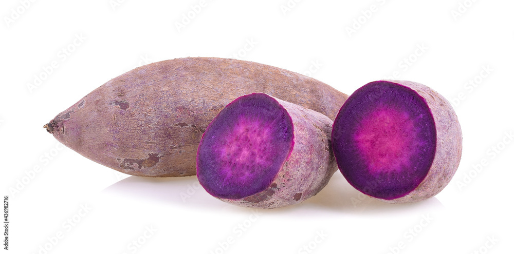 purple yams isolated on white background.