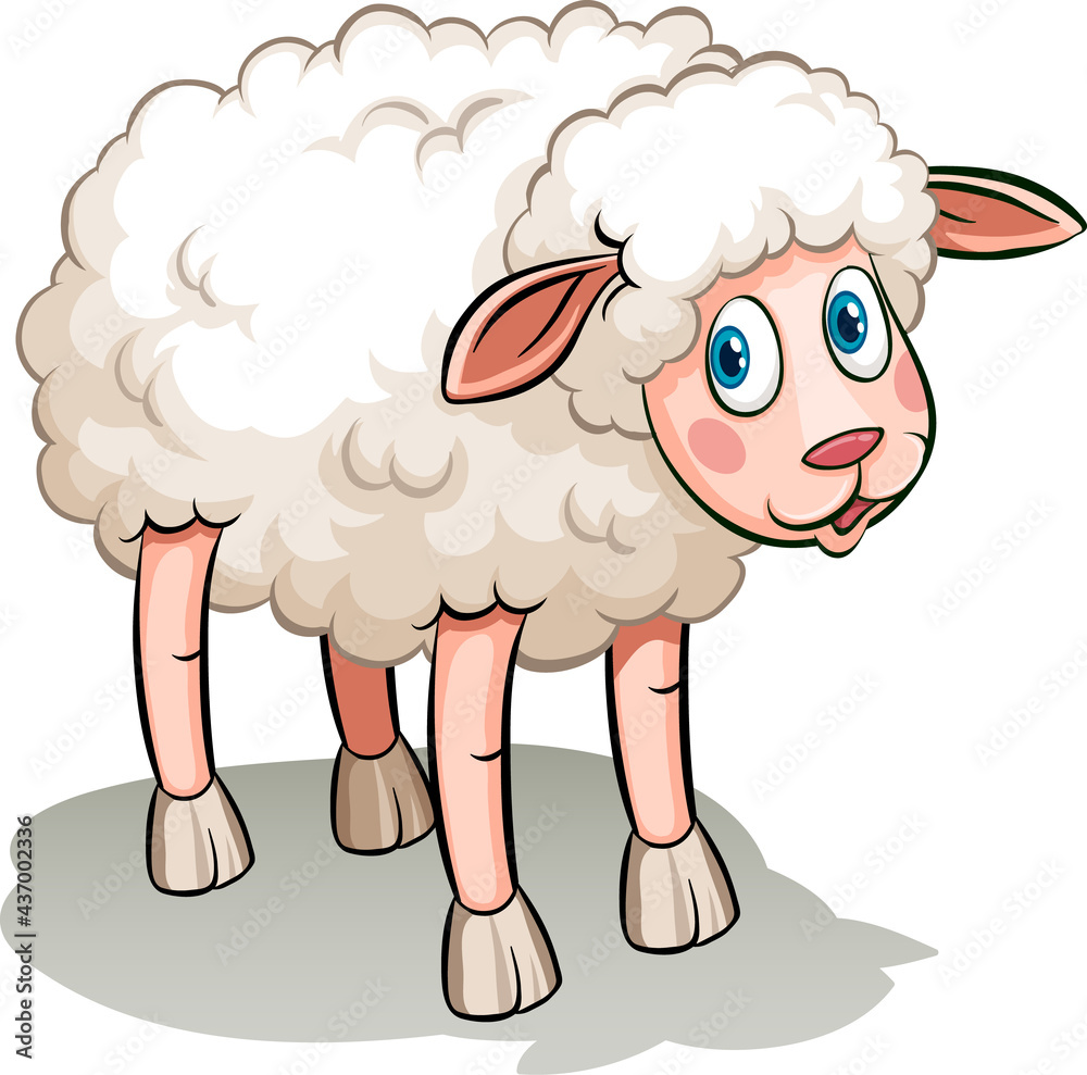 A Cute sheep in cartoon style isolated