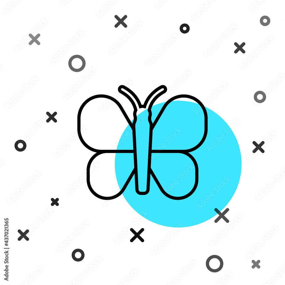 Black line Butterfly icon isolated on white background. Random dynamic shapes. Vector