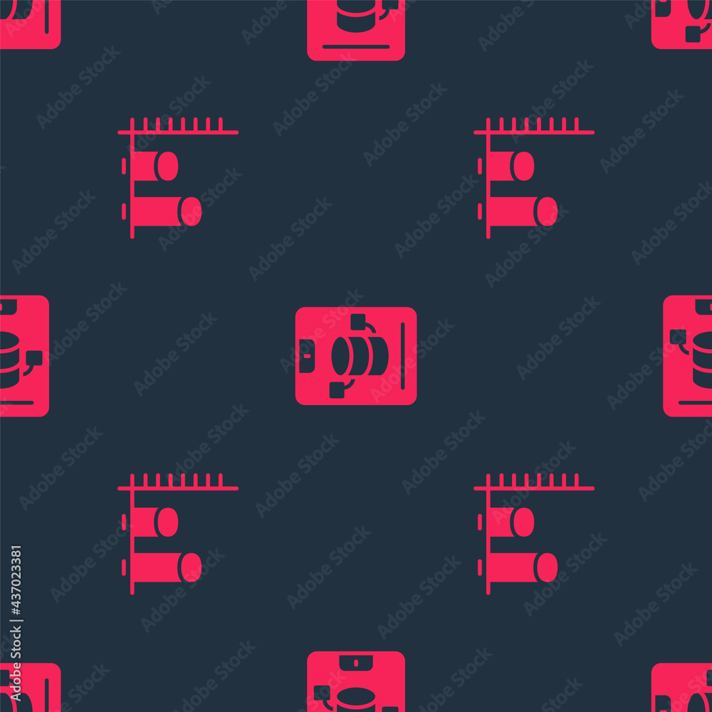 Set Data analysis and Server, Data, Web Hosting on seamless pattern. Vector