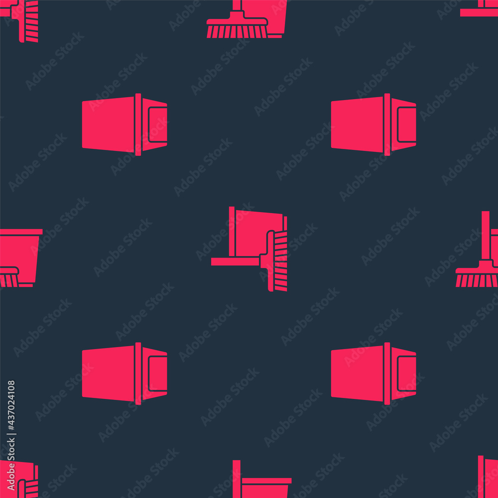 Set Trash can and Mop and bucket on seamless pattern. Vector