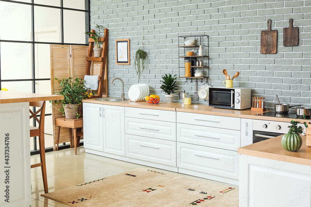 Stylish interior of modern kitchen