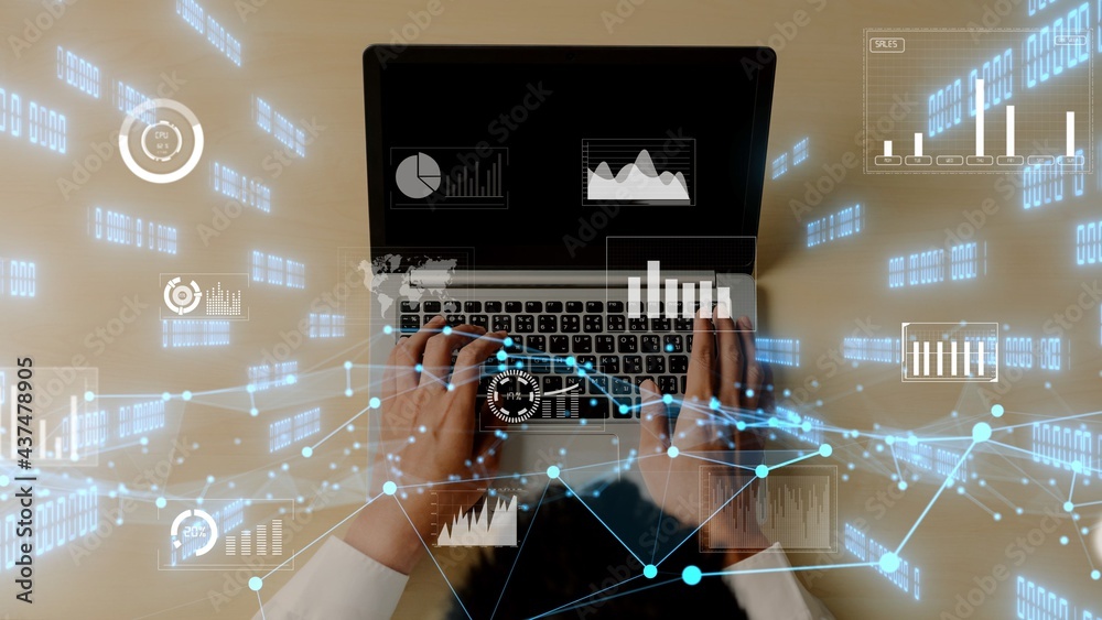 Creative visual of business data analyzing technology . Concept of digital data for marketing analys