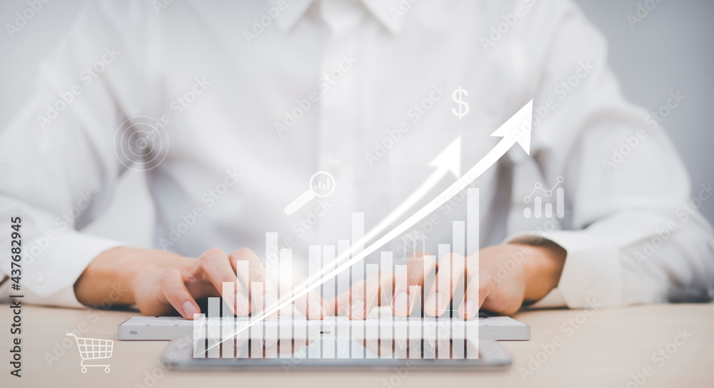 Business analytics and financial concept, Plans to increase business growth and an increase ,Technol