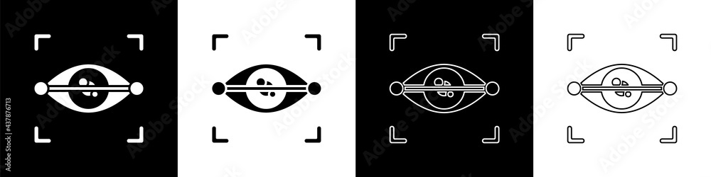 设置隔离在黑白背景上的眼睛扫描图标。扫描眼睛。安全检查符号。网络