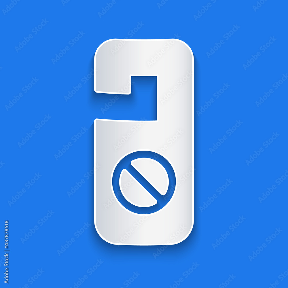 Paper cut Please do not disturb icon isolated on blue background. Hotel Door Hanger Tags. Paper art 