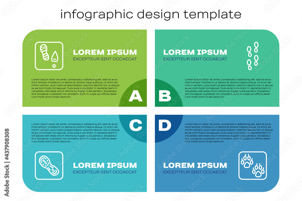 Set line Human footprints shoes，Paw and.Business infographic template.Vvector（设定线人类足迹鞋、爪子和商业信息图模板.Vv