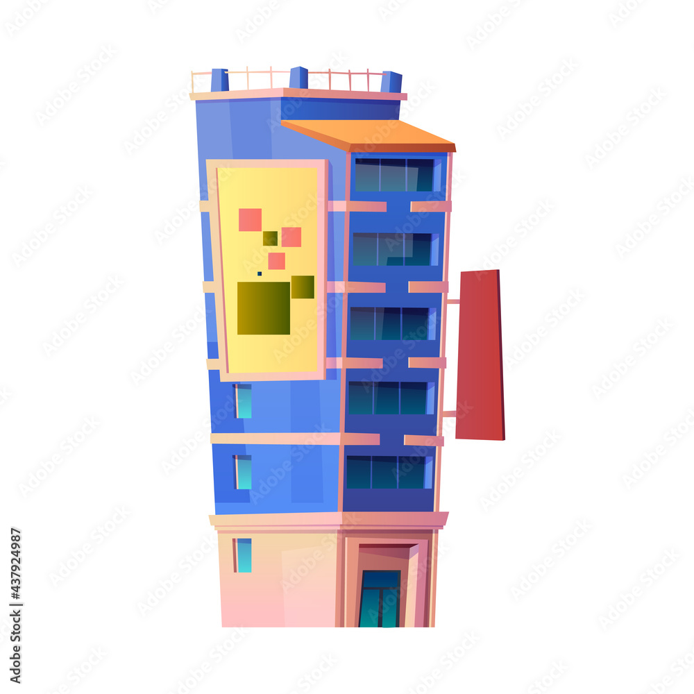 Modern architecture and buildings of contemporary city or town. Isolated building with apartments an