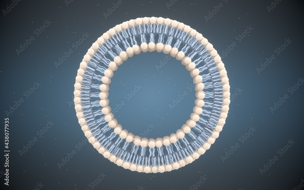 Cell membrane with blue background, 3d rendering.