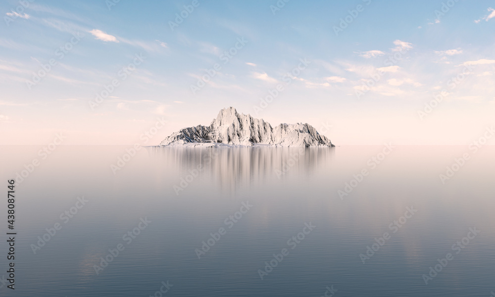 Snowy mountains background, 3d rendering.