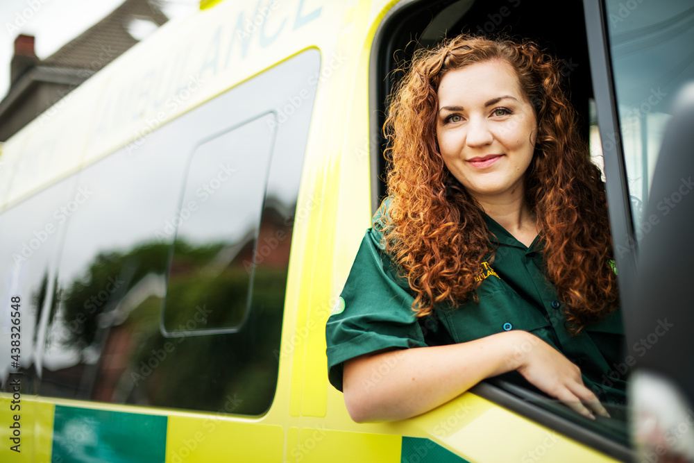 Woman driver inside an ambulance