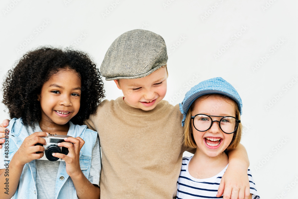 Kids Fun Children Playful Happiness Retro Togetherness Concept