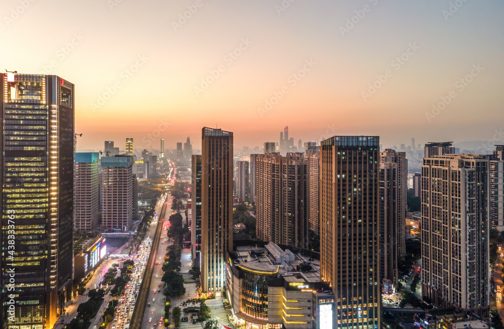 Aerial photography of Guangzhou city architecture night view